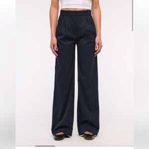 Abercrombie & Fitch Dark Blue Pinstripe Curve Love Sloan Wide Leg Pants